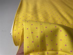 Patchwork stof - Tula Pink's i klar gul med rosa prikker